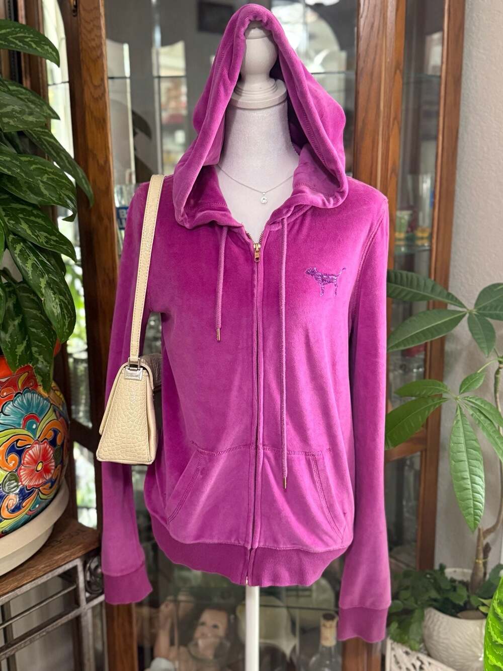 y2k VS PINK Velour  Sequin Hoodie